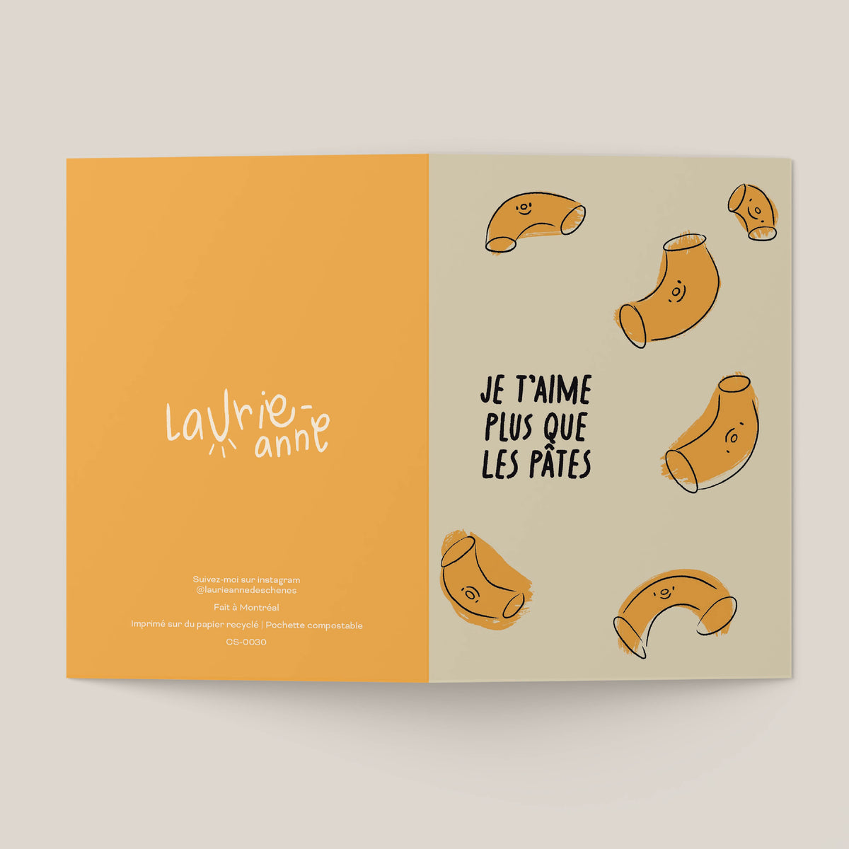 Je t'aime plus que les pâtes - Paquet de 6 cartes