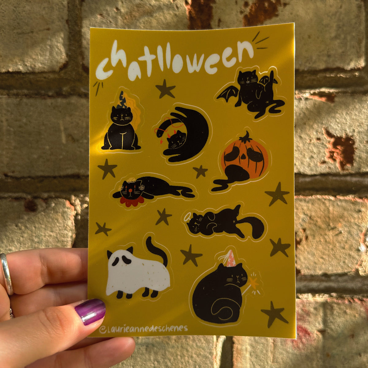 Feuille d'autocollant Chatlloween - Paquet de 6 feuilles